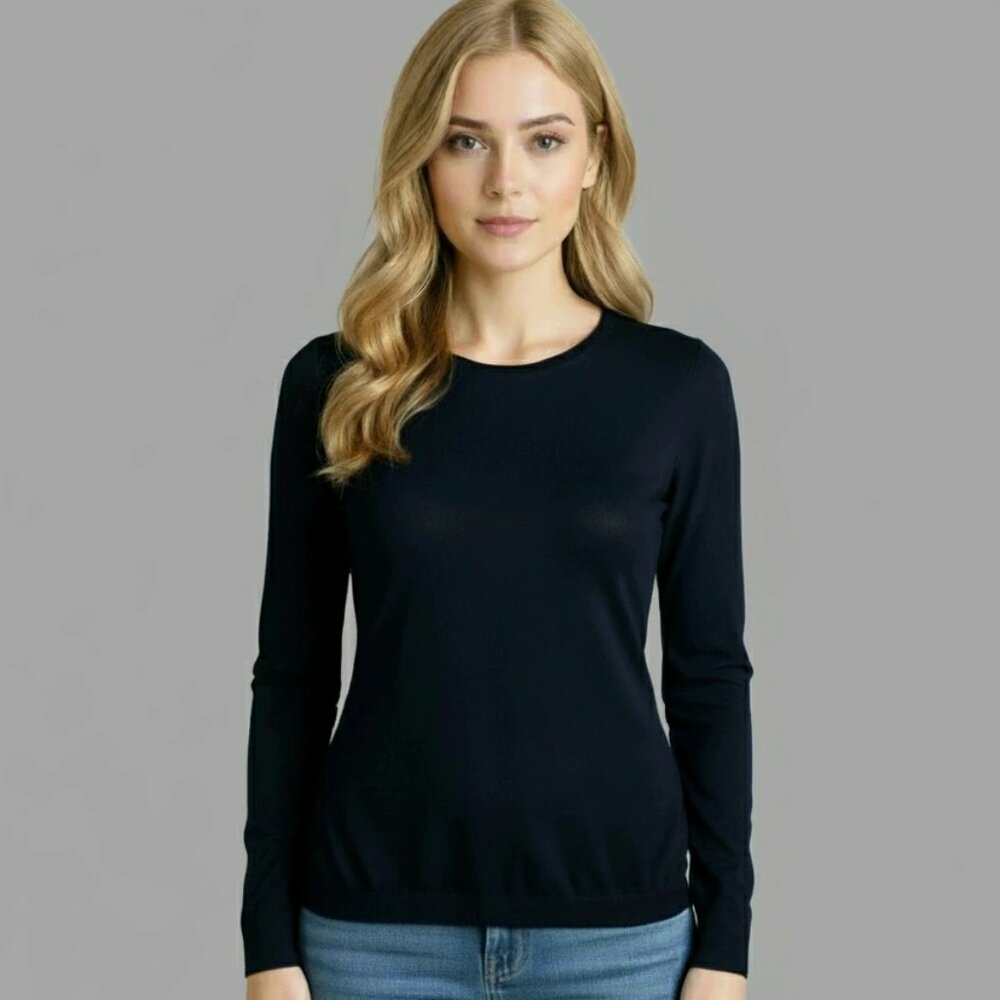 Charter Club Sweater Luxury Black 100% Cashmere Crew Neck Long Sleeve Size Small